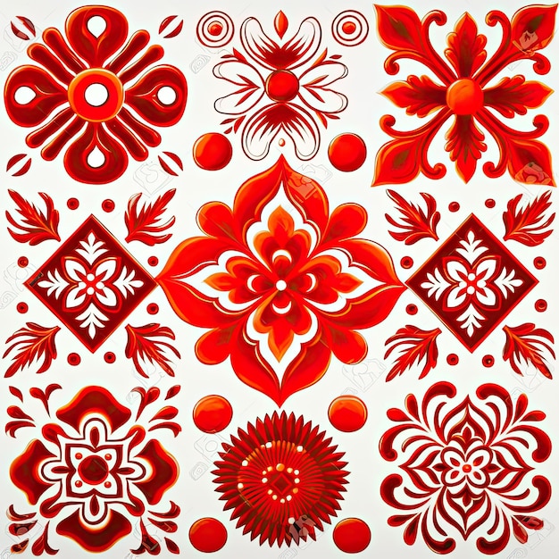 slavic soviet classic retro flower tile pattern background seamless vintage glazed slavic decor