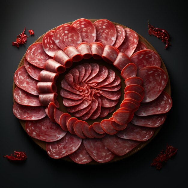 Photo slaying the game masterful design of thinly sliced sausage