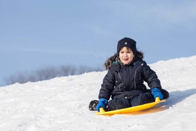 Sledding at winter time