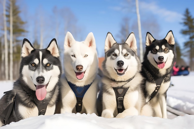 Sledehonden in de sneeuw