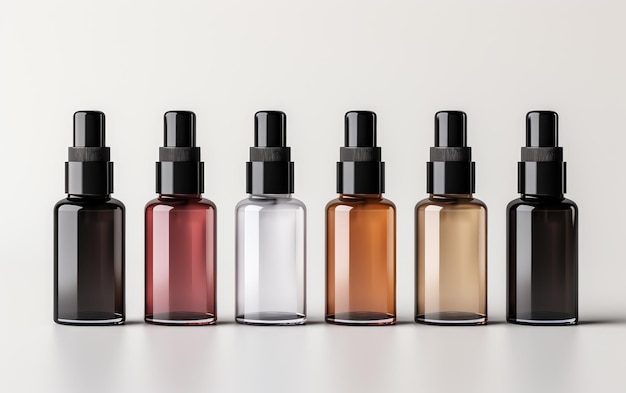 Sleek Arrangements of Skincare Serum Bottles for a Stylish Vanity Display