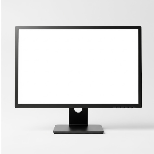 白い背景の麗な黒いコンピューターモニター