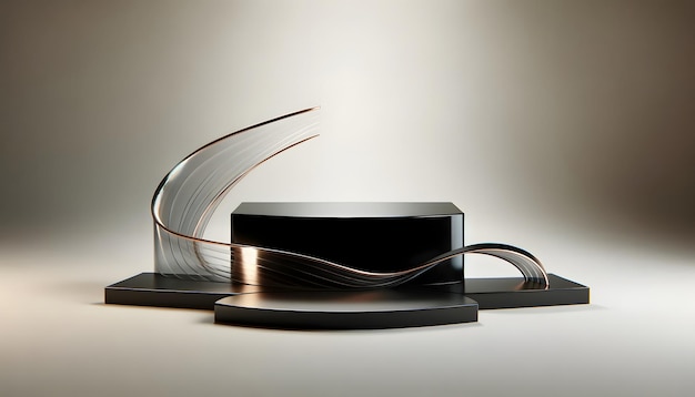 Foto elegante podio in vetro nero eleganza minimalista per la vetrina del prodotto