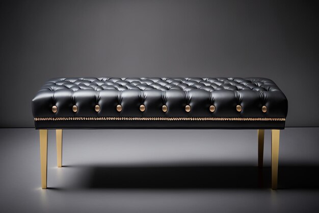 A sleek black leather bench