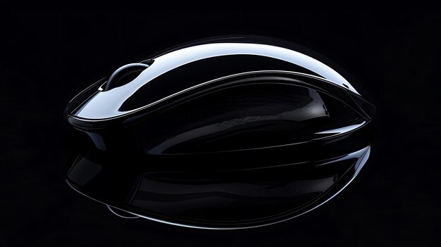 Photo a sleek black mouse sits on a reflective surface the mouse is wireless and has a futuristic design it is the perfect companion for any computer