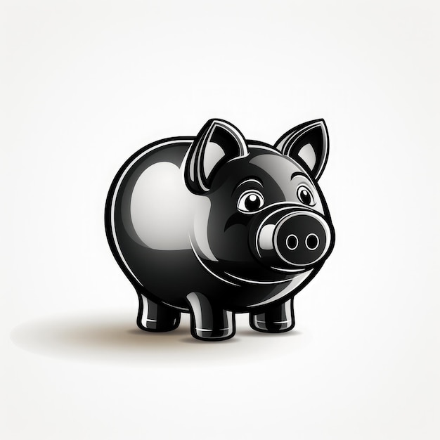 Photo sleek black piggy bank icon