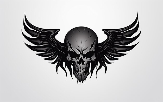 Photo sleek black skull emblem motorcycle club insignia isolated