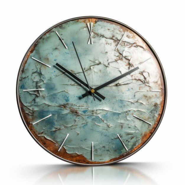 Photo sleek blue wall clock with liquid metal design