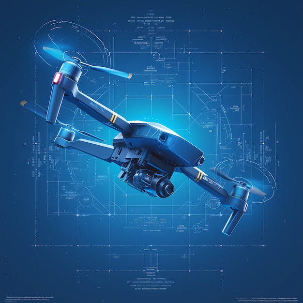 Photo sleek drone in blue hues with futuristic design