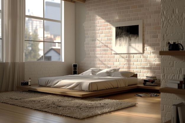 Sleek en modern loft slaapkamer met een platform bed