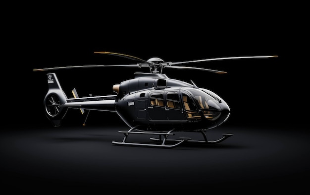 Photo sleek eurocopter ec135 helicopter on black background