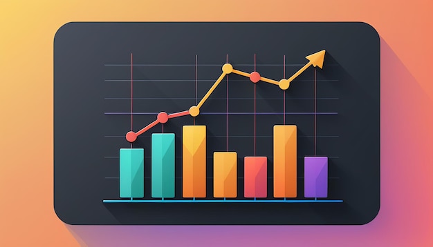 Sleek Flat Line Graph Icon Perfect for Modern Designs