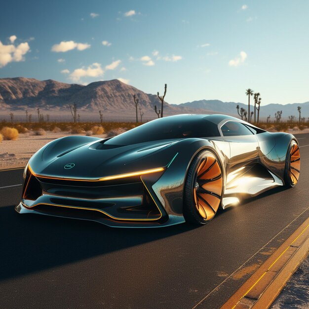 Sleek Futuristic Ride Neon Car Igniting the Night