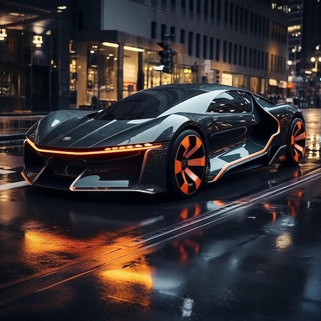 Sleek Futuristic Ride Neon Car Igniting the Night