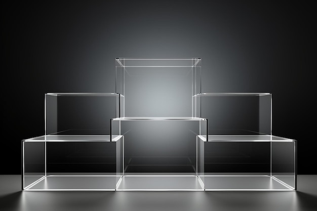 Photo sleek glass d podium for modern product stand with minimalist background