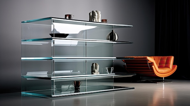 Sleek Glass Shelving Unit