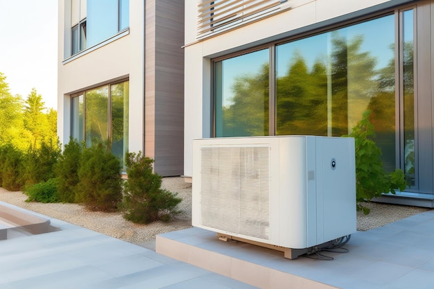 Photo sleek heat pump design perfectly complements modern homes generative ai