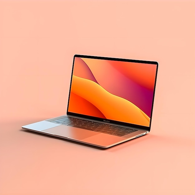 Sleek Laptop Mockup Trendy Background HighQuality and Realistic for Effective Marketing