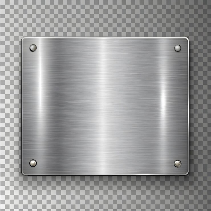 Photo a sleek metal plate with a smooth reflective surface isolated on a transparent background