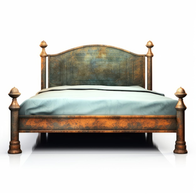 Photo sleek metallic bed with old style charm