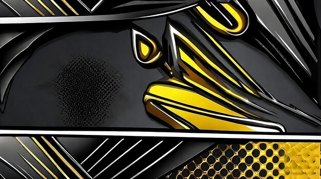 Sleek Metallic Comic Art on Black Background