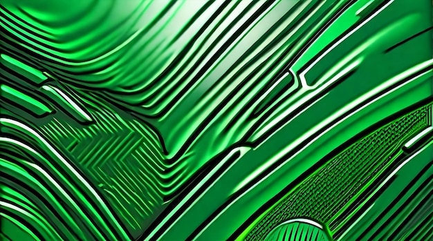 Sleek Metallic Modernity on Green Background Comic Style