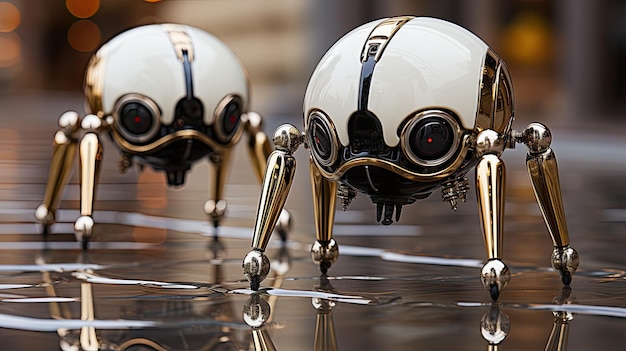 Foto sleek metallic robots herhaalt patroon