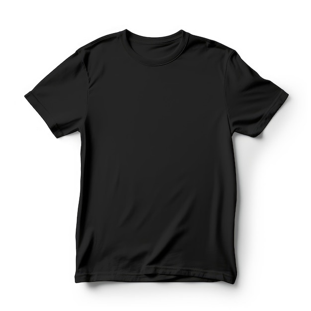 Гладкая и минимальная передняя сторона пустая черная футболка на белом фоне