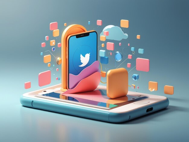 Sleek Minimalism Smartphone Mockup met Social Media App 2
