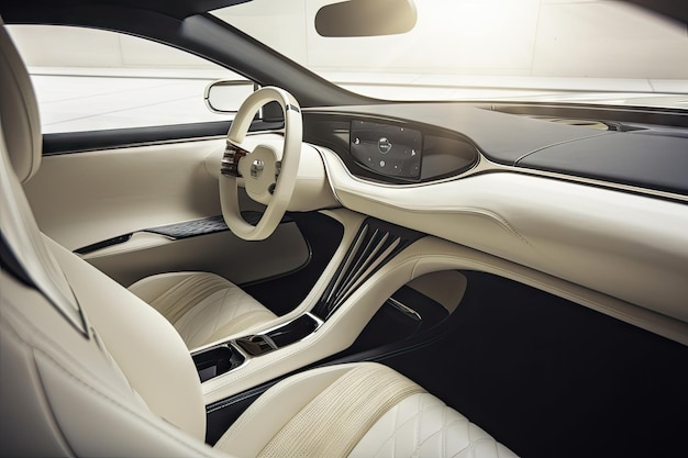 Sleek minimalist car interior with clean lines and sleek design features