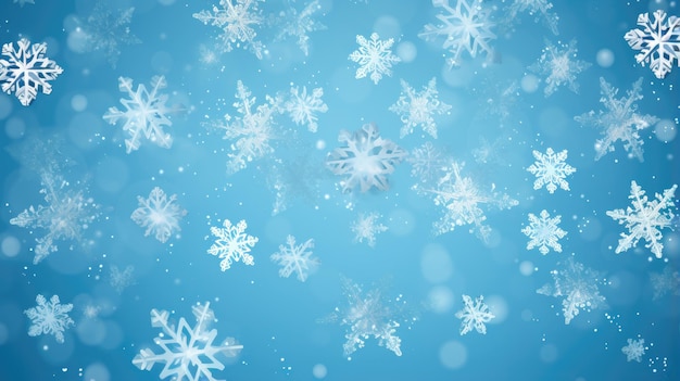 Sleek and minimalistic snowflakes on a soft blue background