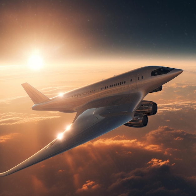 Sleek Modern Airplane or Spacecraft with a Sense of Adventure and Exploration