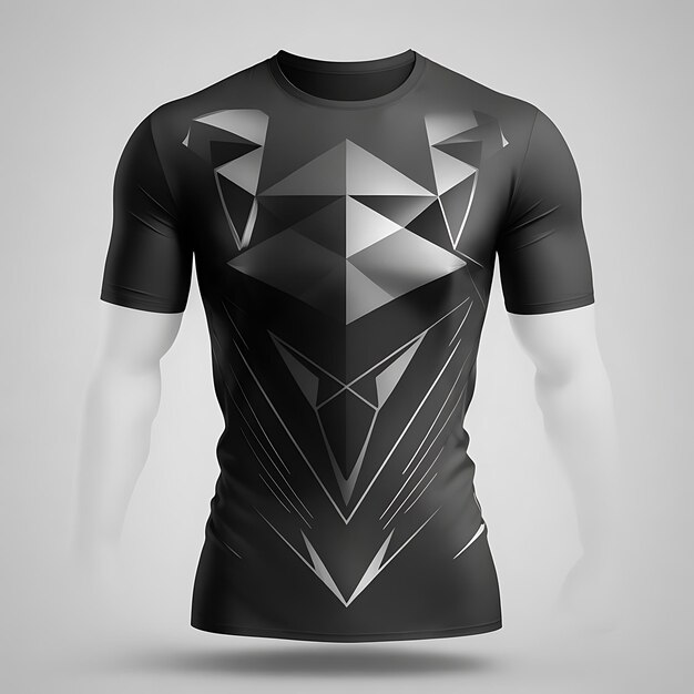 Photo a sleek and modern black tshirt mockup featuring an abstract geometric