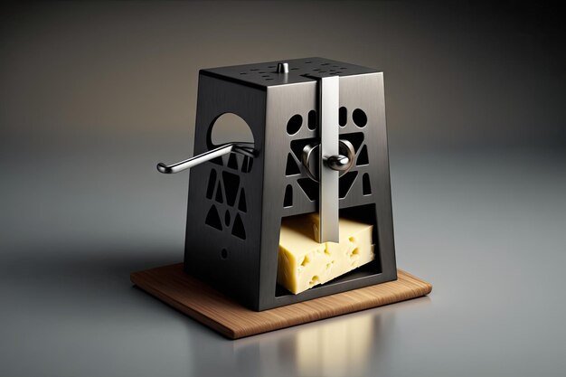 Sleek and modern cheese in mousetrap with stainless steel trap and sleek black finish