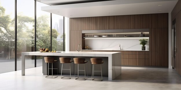 Sleek Modern Kitchen Interior Design AI Generated