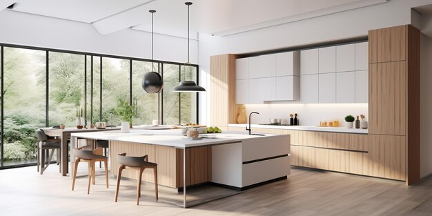 Sleek Modern Kitchen Interior Design AI Generated