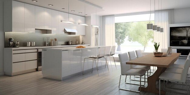 Sleek Modern Kitchen Interior Design AI Generated