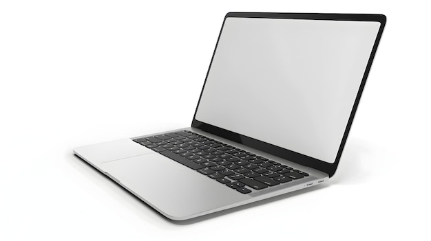 Foto laptop elegante e moderno con un design minimalista unico su uno sfondo bianco puro