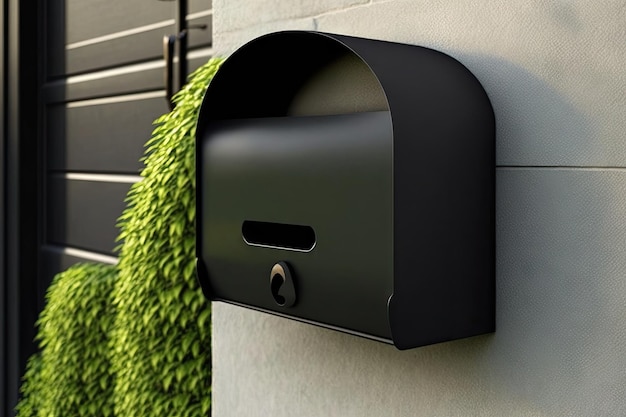 Sleek and modern mailbox with keyhole in sleek black finish created with generative ai