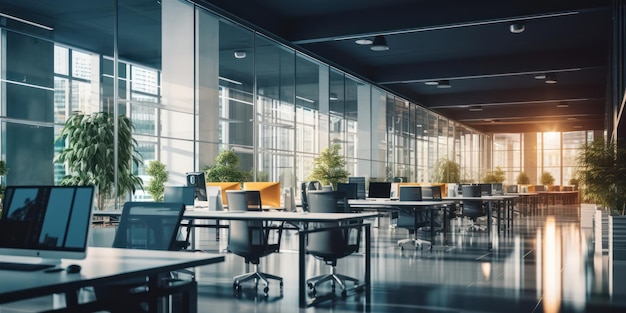 Sleek modern office room in the backdrop