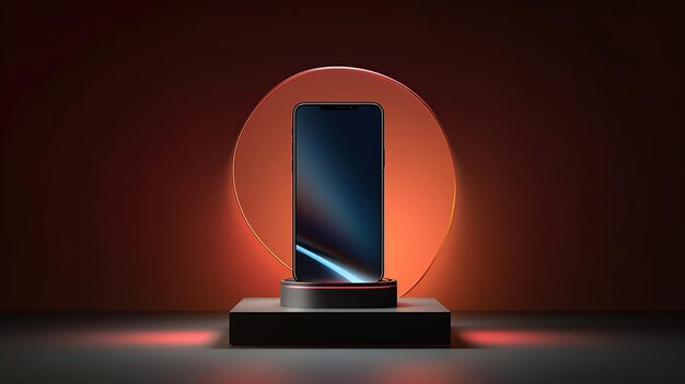 Sleek and modern product podium featuring a smartphone Generative AI