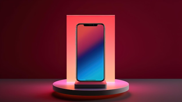 Sleek and modern product podium featuring a smartphone Generative AI