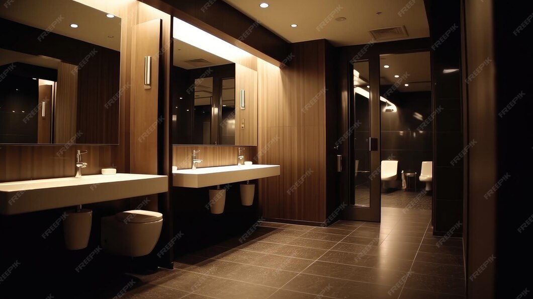 Premium Photo Sleek Modern Restroom Interior Design