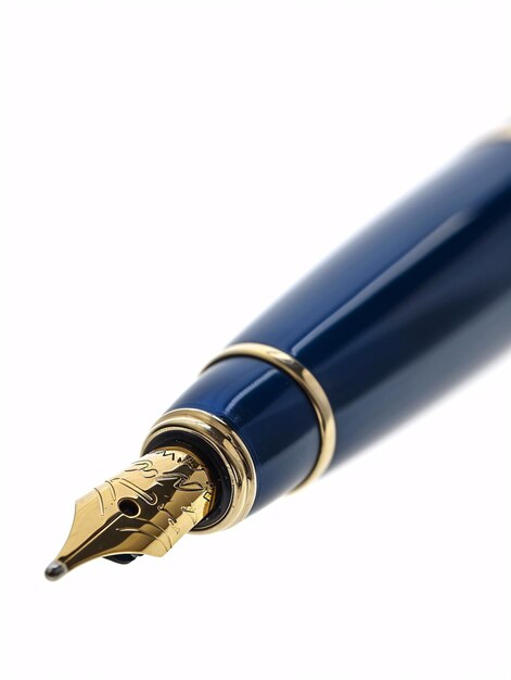 Sleek new cobalt writing instrument set apart on a blank background