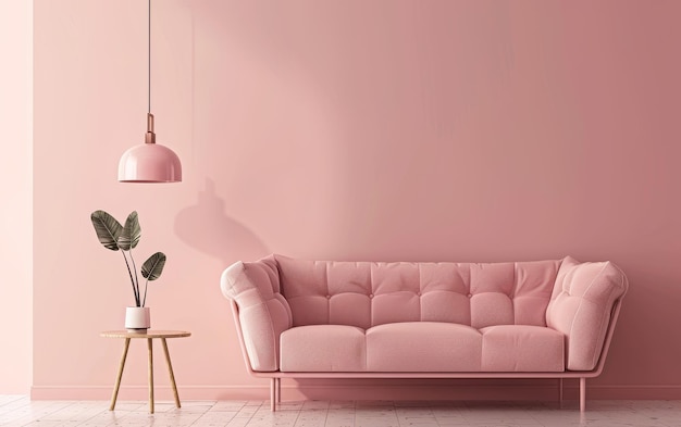 Sleek pink sofa set against a textured wall modern and inviting