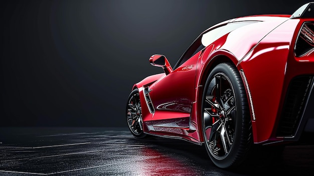 Sleek Power Stylish Red Sports Car on a Bold Black Background