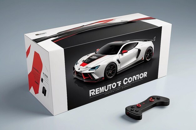 Photo sleek remote control car box mockup for customized design display