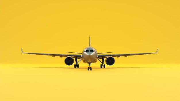 Photo a sleek and shiny silver airplane is parked on a runway with its landing gear down