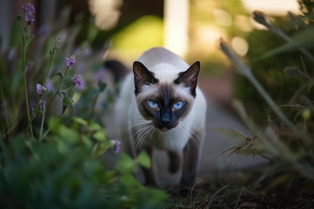 Фото Гладкая сиамская кошка