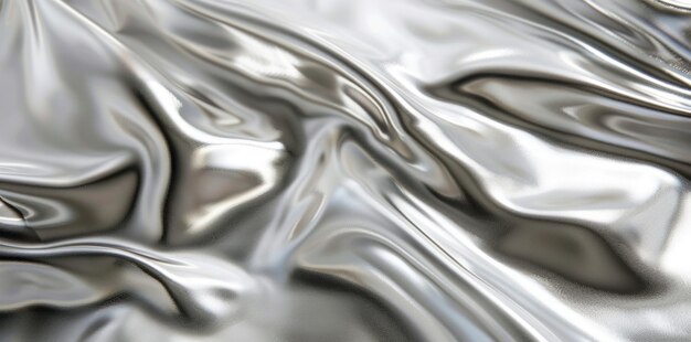 Photo sleek silver fabric adorned with a graceful wave pattern lustrous and stylish textile surface